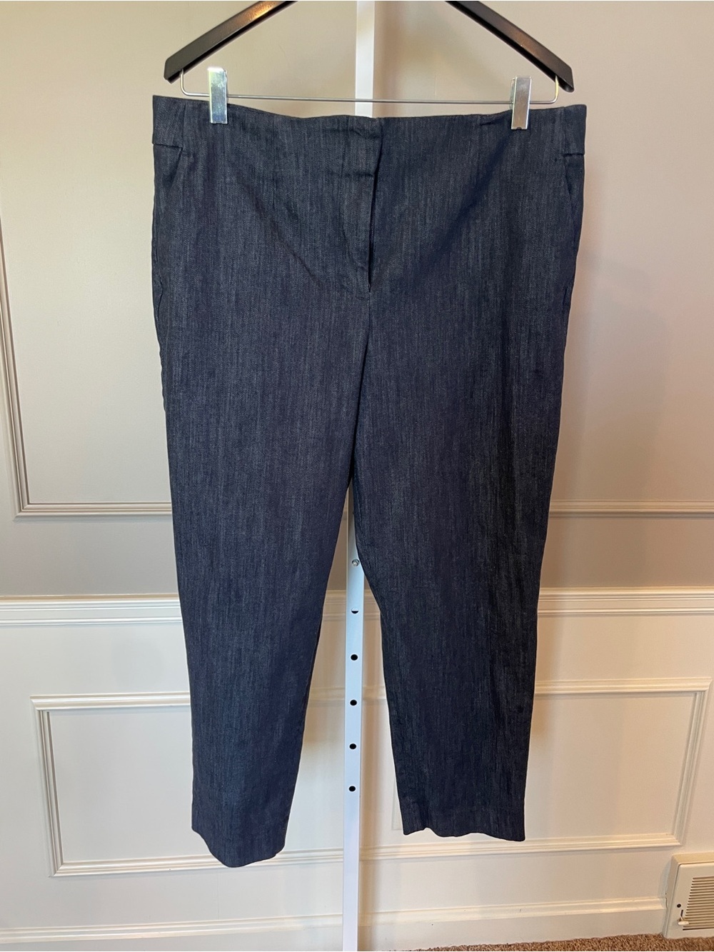 Talbots 14 Denim Trouser Pants Slacks Wide Leg Jeans Cropped Ankle Capri